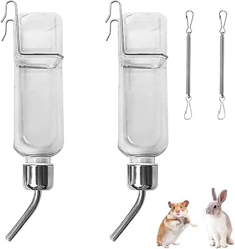 SIGANDG 2pcs Bebedero Conejo de 350 ml,Botellas de Agua para roedores, para Mascotas Comederos Bebederos Animales Pequeños,Botellas de Agua de Conejo,para Roedores,Gatos,Conejillos de Indias, Conejos