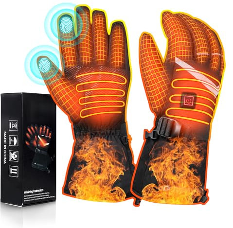 Beheizbare Handschuhe für Herren Damen - beheizte handschuhe 7.4V/2 x 5000mAh elektrisch warme Winter-Motorradhandschuhe, Fahrradhandschuhe und Skihandschuhe mit akku und 2-in-1 USB-Anschluss (M)