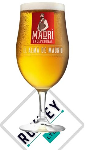 1 x Roxley Madri 20oz nucleated Pint Glass (56cl) Glass Also Comes with 1 x Branded Madri Beer Mat