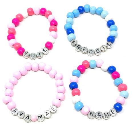 Personalised Name Boy or Girls Wooden Surfer Bracelet with Choice of Colours