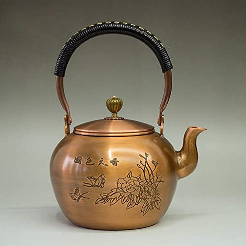 OQHAIR Teekanne Teekanne Tetsubin Teekessel 1400 ml Kupfertopf im japanischen Stil Reines Kupfer Dicke handgefertigte Teekanne (Farbe: F Größe: 1400 ml) (C 1400 ml)