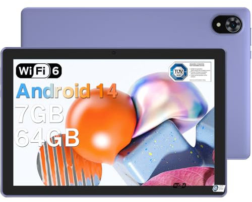 DOOGEE U9 2025 Newest Android 14 10 Tablet 7GB RAM+64GB ROM 1TB TF, Bluetooth 5.0 WIFI 6 Tablets, Android Tablets 1280x800 HD IPS Screen, OTG, Type C, 3.5mm Heakphone Jack, Tablet PC 2025 - Purple