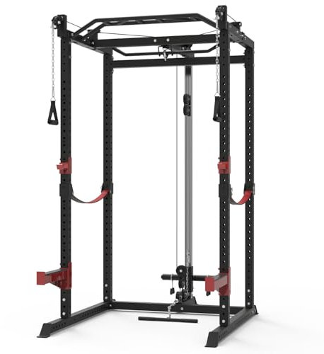 Train Hard® Power Rack Multipresse Kraftstation, Beinpresse, Klimmzug, Latzug, Dip Bar, Rudern, Langhantel und Zubehör Modell 2024 (C:1F09766S3TH)