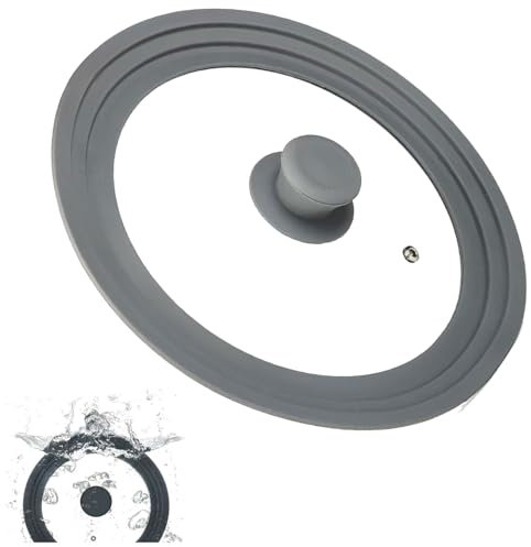 Tkxjry Coperchio Universale Nero, 28 cm Coperchio Universale Per Pentole, Pentole con Bordo in Silicone Resistente al Calore, Per 24, 26, 28 cm