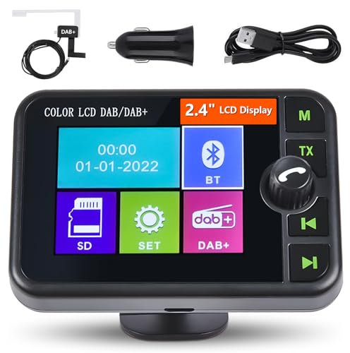 Hikity Dab Adaptateur Récepteur pour Android Autoradio Dab+ Radio Large 2.4 Color LCD Adaptateur Digital USB 2.0 Dab Radio
