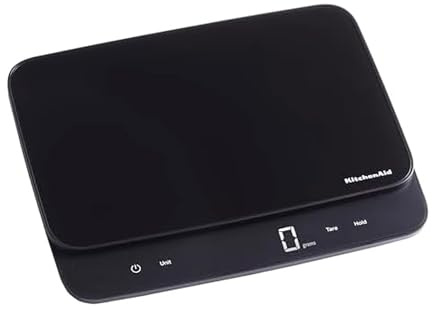 KitchenAid KQ917 High Capacity Glass Surface Digital Kitchen and Food Scale, 30 Pound Capacity and Precision, Grams, Ounces, Pounds, Fluid Ounces & Milliliters, LED, Tare Function, Black