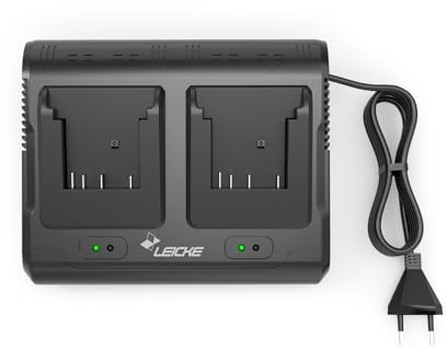 Dual-Slot Akku Ladegerät 14,4–18V 6A mit EU-Stecker, Kompatibel mit Bosch 14,4V–18V Li-Ionen Werkzeugakkus, Paralleles Laden für Zwei Akkus