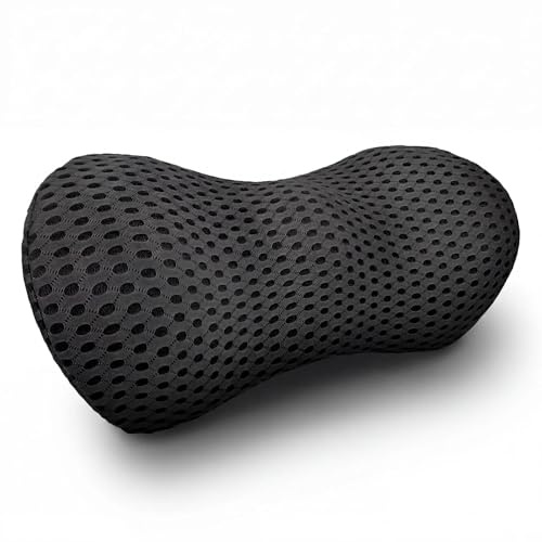 Eulihent Cojin Lumbar Ergonómico de Espuma Viscoelástica Cojín de Apoyo Lumbar para Respaldo Alivio Dolor para Silla Oficina Coche Cama y Sofa (Negro, 46x23x11cm)