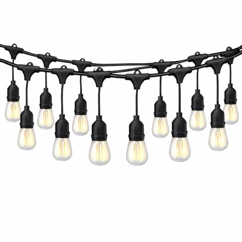 damastoreitalia Catenaria Luci Esterno 30 Metri 30 Portalampade E27 Collegabile IP54 Connettori IP65 Catena Luminosa Giardino Terrazzo Senza Lampadine (300, Centimetri)