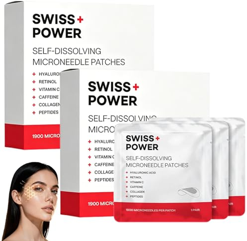 Swiss Power Patch Occhi Con Microaghi, Swiss Power Cerotti Occhi, Idratanti E Rassodanti, Riduce Occhiaie, Borse E Rughe, Patch Contorno Occhi Antirughe Per Una Cura Quotidiana (2 confezione)