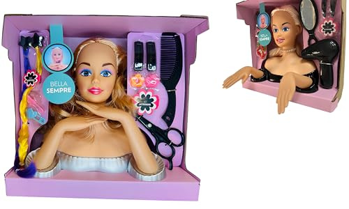 Huvud Makeup Docka och Kamma med Modetillbehör Byst Frisör Kosmetolog Leksak Hårstil Hår Prinsessa Skönhetssalong Makeup Leksak Styling Huvud (A)