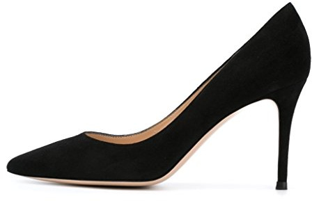 EDEFS - Escarpins Femme - Chaussures à Talons Hauts - Bout Pointu fermé - Classique Bureau Soiree - SuedeBlack - Taille 35