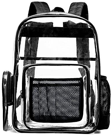 SPEEDEVE Sac à Dos Transparent Imperméable pour Travail Collège Voyage,Noir