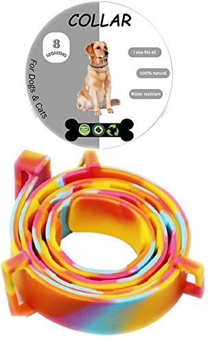 LEOCLOTHO Colliers Anti-puces pour Chats Chiens Collier Antiparasitaire Anti-Tiques Protection Efficace Traitement Réglable Coloré en Boîte 65cm
