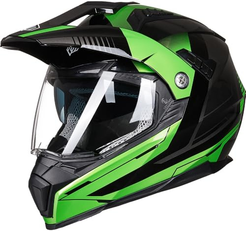 ILM Casco Moto Motocross Integrale Donna Uomo ECE22.06 Omologato Modello 606V,Verde,M