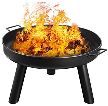 MaxxGarden - Cuenco de Fuego, para jardín, Redondo, diámetro de 60 cm, Cuenco de Fuego extraíble para Exteriores, con Rejilla de Acero Negro