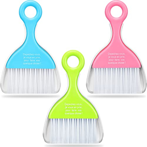 CHENGU 3 Pcs Mini Dustpan Set Brush for Table Whisk Brooms Small Dustpan Broom Set Mini Dust Pans with Brush Tiny Cleaning Table Sweep for Car Desk Keyboard Countertop Nest