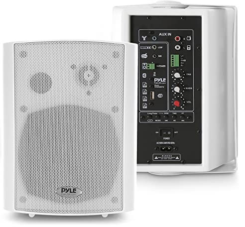 Pyle 6.5'' Wireless BT Streaming Speakers - Pro-Active, Wall Mountable, 100W MAX w/ 2-Way Full Range Stereo Sound Reproduction, Built-in Digital Sound Amplifier, Pair, Elegant White Color - PDWR69BTW