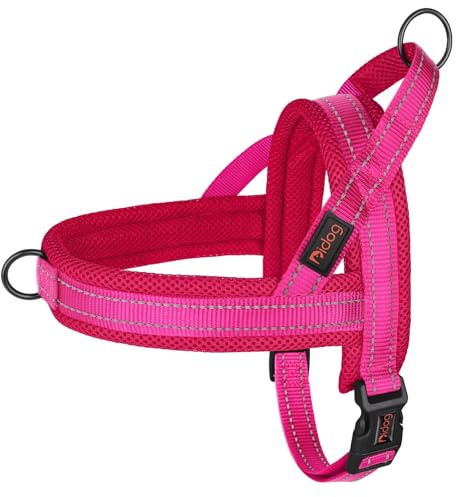 Didog No Pull Dog Harness with Soft Mesh Padded,Reflective & Quick Fit Light Weight Dog Strap Vest Harness,Easy for Walking Training (XS:Chest 15-18, Mesh-Hot Pink)