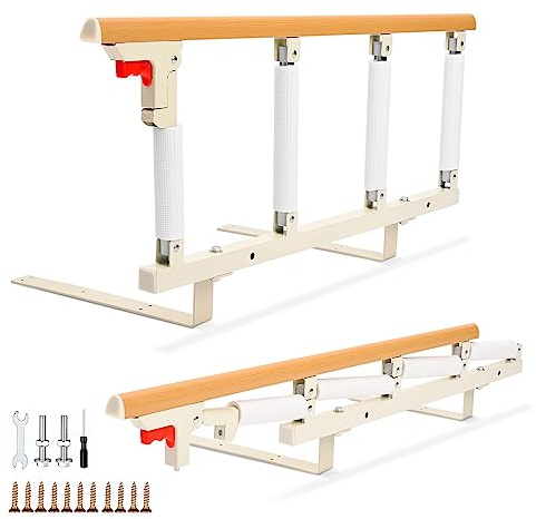 Hlieeosfcn Barrière de lit pour Personnes Agées,Poignée d'assistance à la sécurité pour Rail de lit,Barriere Lit Pliable Garde Latérale Sécurité,Hospitaliers, pour Personnes âgées Adultes Enfants