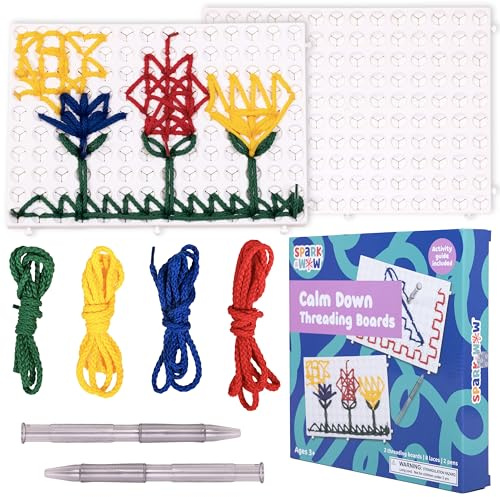 SPARK & WOW Calm Down Threading Boards | Set of 2 | Sensory Activity Board | Autism Toys for Play Therapy | ADHD Toys for Sensory Play