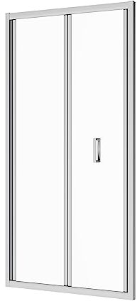 Box Doccia Nicchia 100 cm Mod. Capri Apertura A Libro Soffietto Vetro Temperato 6mm Trasparente Profili in Alluminio Cromato Flat Design Maniglia in Abs Cromato