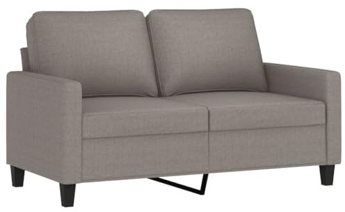 vidaXL Sofa 2-Sitzer, Loungesofa Couch mit Armlehnen Rückenkissen, Wohnzimmersofa Designsofa Metallgestell, Sitzmöbel Zweisitzer, Modern, Taupe Stoff