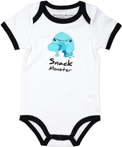 Pavilion - Blue Snack Monster - 12-24 Months Short Sleeve Bodysuit Boy Girl Unisex Baby Shower Gift