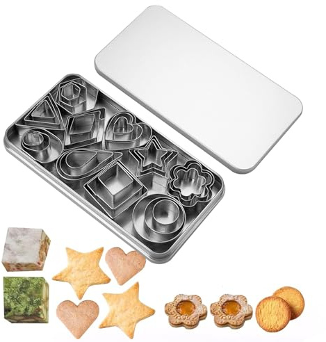 Kakformare, 30 stycken kakskärare mini, kakmått set små kakmått av rostfritt stål geometriska kakformar för sockerkakor och kakor (silver)