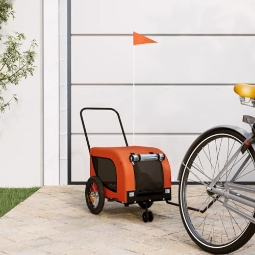 CIADAZ Pet Bike Trailer Orange and Black Oxford Fabric and Iron, Dog Bike Trailer, Dog Pushchairs For Small Dogs, Bicycle Towing, Dog Stroller, Dog Disabled Scooter, Bicycle Trailer For Dogs94012