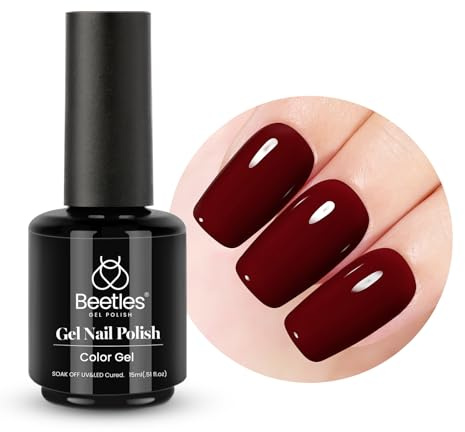 Beetles Gel Polish Braun Rot 15 ml, UV Gel Nagellack Dunkelrot UV LED Maniküre Nagelstudio DIY Gel Nagelkunst Design für Anfänger