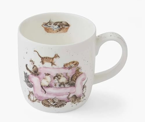 Royal Worcester Wrendale Deigns Cattitude 0,3 liter keramikkopp med kattmotiv