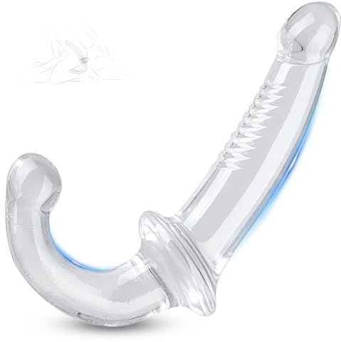 Consolador para mujer, doble con arnés, pene con arnés para mujer, set de consoladores, consolador con arnés, consolador, dildo doble (Transparente)