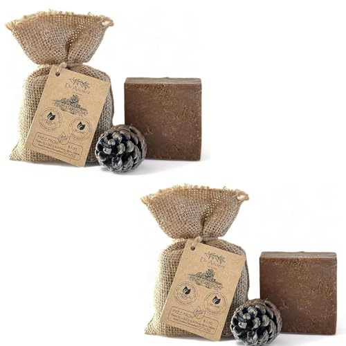 Dr.Ancient Sapone nero con catrame di pino biologico naturale vegano tradizionale fatto a mano antico - prurito della pelle e cellulite - senza chimiche, saponi naturali puri, (confezione da 2)