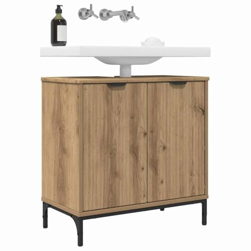 vidaXL Meuble de Lavabo de Salle de Bain avec Stockage chêne Artisanal, Solutions de Rangement pour la Salle de Bain, Design Moderne de Meuble, armoires en Bois, Espace Bien organisé