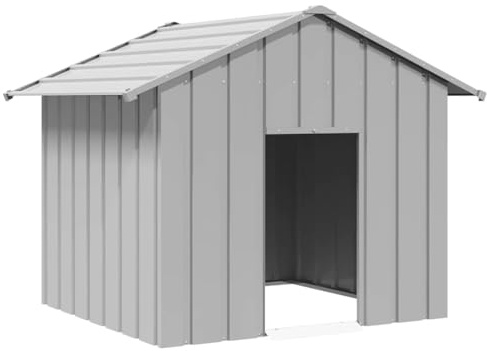 Genérico Caseta para Perros con Techo Acero galvanizado 131x101x102 cm,Producto para Mascotas y Animales,Productos para Mascotas,Productos para Perros,Casetas para Perros,Gris,16.65 KG,4100918
