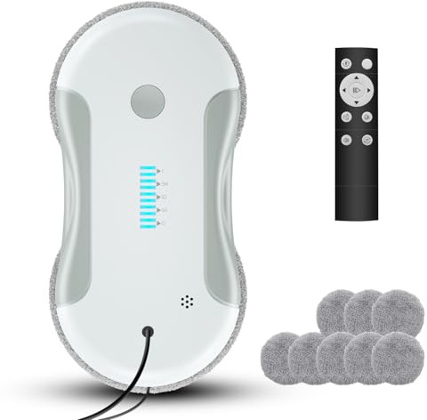 Robot Laveur de Vitre, Robot Nettoyeur de Vitres Intelligent, Deavec Double Système de Pulvérisation d'eau, Commutation Multilingue, Convient aux Fenêtres Intérieures et Extérieures