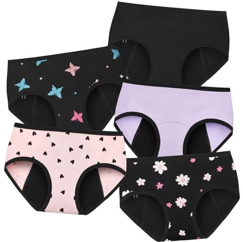 Bragas Menstruales Niña Absorbentes 50ml para Flujo Normal a Abundante | Fibras de Bambú Transpirable Antibacterianas | Reutilizable y Lavable a Máquina | Niñas Jóvenes y Adolescentes