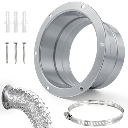 GZhaimai 100mm Wandflansch Verbinder für Lüftungsrohr, Kanalverbinder Flansch, Rund Metall Flansch für Lüftungsrohr Abluftschlauch, mit Schlauchschellen Schrauben und Dübeln