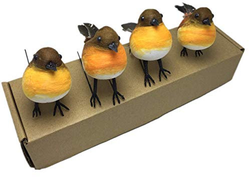 HAORONG 4PCS Large Robin Bird Christmas Tree Decoration Craft Very Cute Artificial Feather