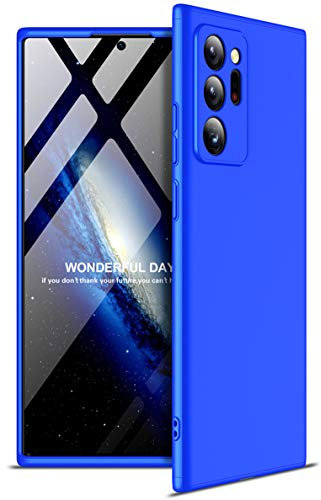 ZSCHAO Für Samsung Galaxy Note 20 Ultra 5G 360 Grad Hülle Slim Dünn stossfest +Panzerglas Handyhülle Kompatibel mit Samsung Galaxy Note 20 Ultra Hülle Full Case Cover Matt HardCase Schutzhülle Blau
