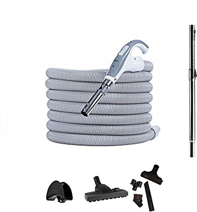 HouseVac - Set di accessori per aspirapolvere centrale,8 pezzi,tubo di aspirazione 12m, con manico, asta telescopica, bocchetta per pavimento, bocchetta per fughe, set premium per una pulizia accurata