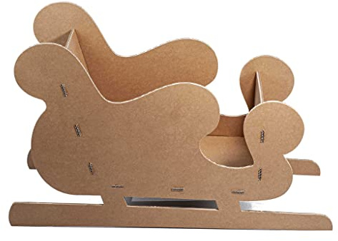 Rippotai Slitta portaregali in cartone per decorazione Natale, 80x34x48 da abbinare alla renna. Allestimento natalizio casa e vetrine