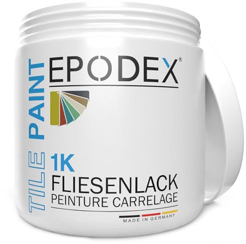 EPODEX PINTURA PARA AZULEJOS 1K – Para baño, cocina y más – Revestimiento satinado para azulejos de pared interior – Blanco, gris, beige y más – 1kg (7m² con 2 capas)