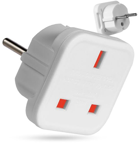 UK to EU Plug Adapter [2-Pack] – Compact Travel Adaptor for Europe, Type G to Type C/E/F – CE Certified, Safe & Lightweight – Perfect for Germany, Spain, France, Italy & More