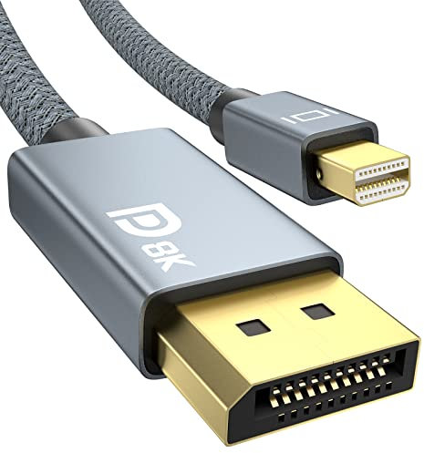 Mini DisplayPort auf DisplayPort 1.4 Kabel 2M, Mini DP 1.4, 8K@60Hz 4K@144Hz/120Hz 2K@240Hz/144Hz/120Hz, 32.4Gbps, HDR DLSS FSR DSC1.2a HDCP FreeSync G-SYNC für Laptop, PC, Intel NUC, Tablet, Monitor
