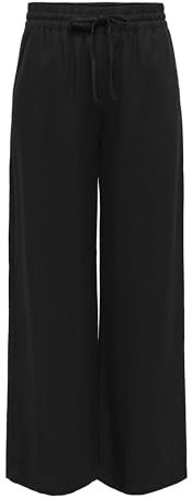 JdY Damen JDYSAY Linen HW Wide Pant WVN NOOS Leinenhose, Black, (L) W x 32L