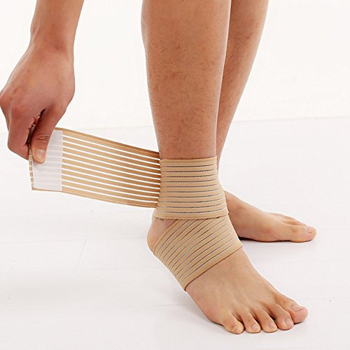 elastrap Chevillère Sport Compression, Cheville Entorse, Attelle Cheville Bande, Football, Running, Course, Musculation, Récupération, Douleur, Hommes, Femmes, Enfants (bande beige)