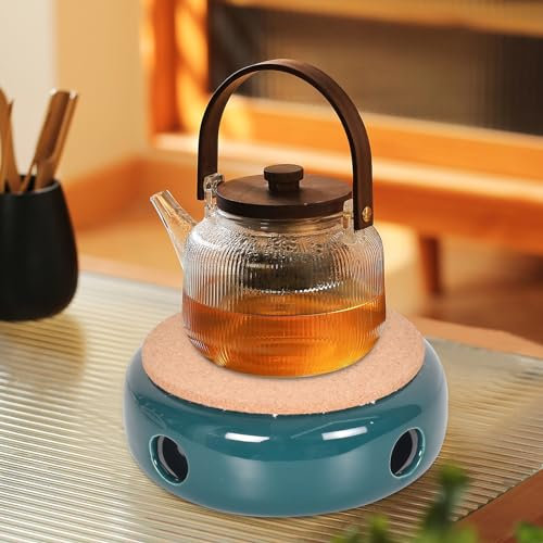 Stövchen für Teekanne, Stövchen Kerzenwärmer Basis Aus Keramik, Teekannenwärmer Teelichtofen Teestövchen Hohl Geschnitztes Design Stövchen Porzellan, Zum Erhitzen Von Tee Und Kaffee (Grün)