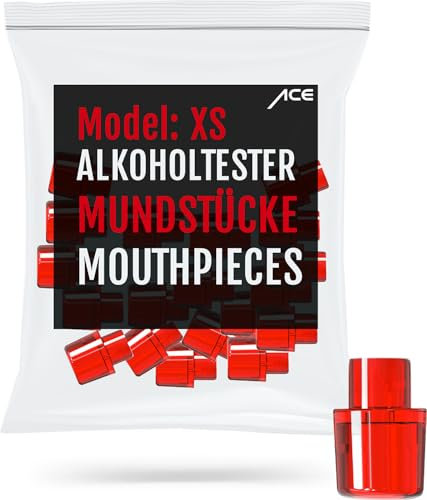 ACE XS (Lite) Alkoholtester-Mundstücke - 20er Mundstück-Packung - Vorratspackung mit 20 Promilletester-Mundstücken (Rot)